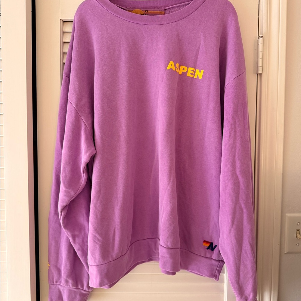 Aviator Nation Lavender Palm Tree Festival Crew Neck Sweater